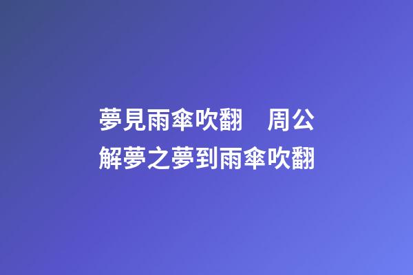夢見雨傘吹翻　周公解夢之夢到雨傘吹翻